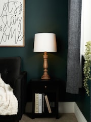 BHS Natural Henlock Wooden Table Lamp with Shade - Image 2 of 6