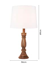 BHS Natural Henlock Wooden Table Lamp with Shade - Image 4 of 6
