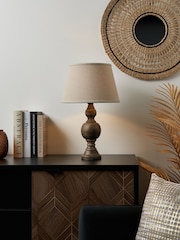 BHS Natural Henlock Wooden Table Lamp with Shade - Image 3 of 6