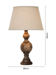 BHS Natural Henlock Wooden Table Lamp with Shade - Image 4 of 6