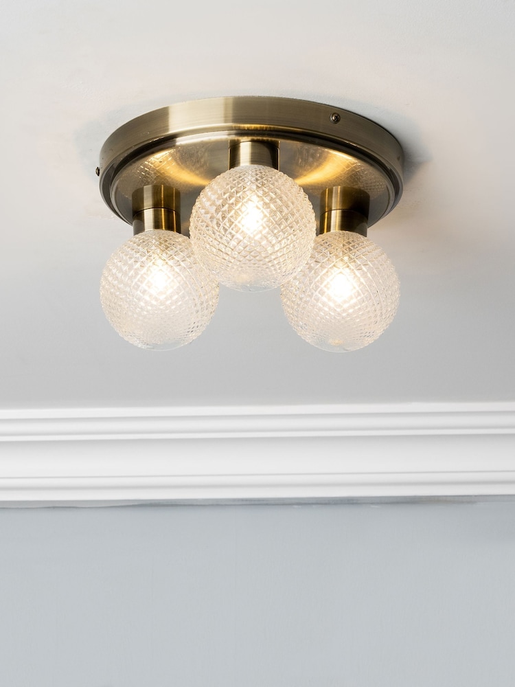 BHS Antique Brass Vermont Bathroom Ceiling 3 Light - Image 1 of 4 BHS Antique Brass Vermont Bathroom Ceiling 3 Light - Image 1 of 4