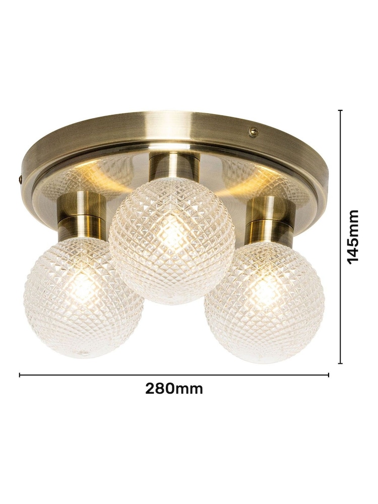 BHS Antique Brass Vermont Bathroom Ceiling 3 Light - Image 4 of 4 BHS Antique Brass Vermont Bathroom Ceiling 3 Light - Image 4 of 4