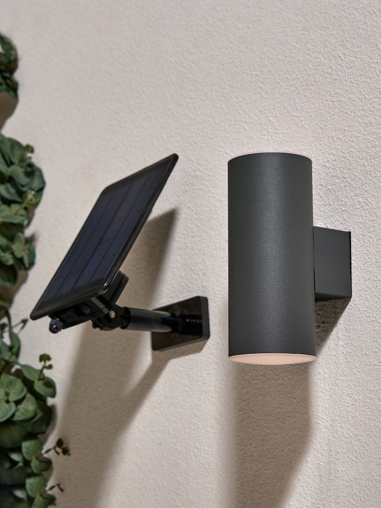 BHS Black Grassington LED Up & Down Solar Wall Light - Image 1 of 5 BHS Black Grassington LED Up & Down Solar Wall Light - Image 1 of 5
