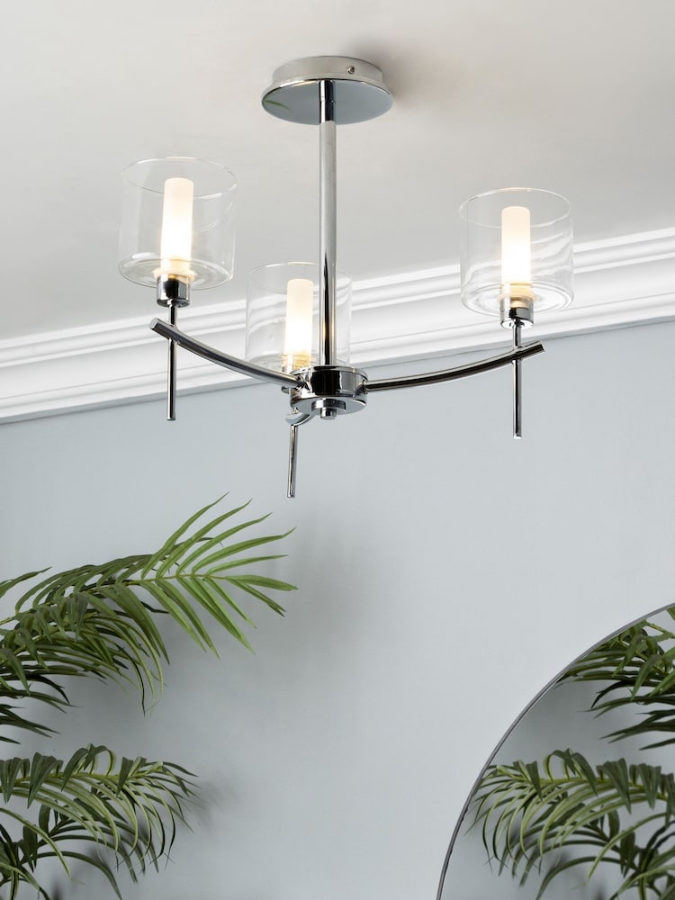 BHS Chrome Montreal Classic Bathroom Flush 3 Light - Image 1 of 4