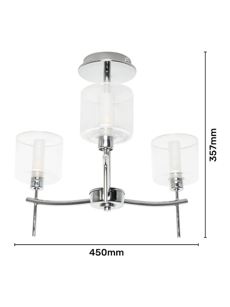BHS Chrome Montreal Classic Bathroom Flush 3 Light - Image 4 of 4