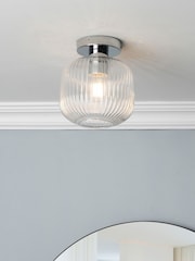 BHS Chrome Quebec Glass Bathroom Flush Light - Image 1 of 4