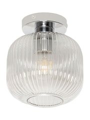 BHS Chrome Quebec Glass Bathroom Flush Light - Image 2 of 4