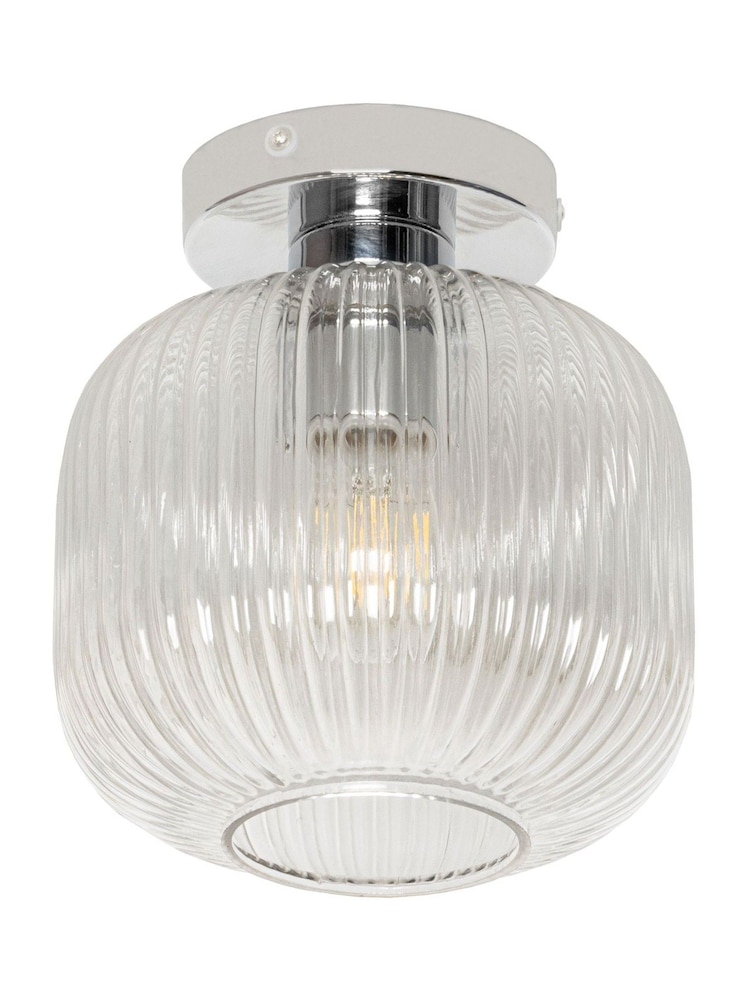 BHS Chrome Quebec Glass Bathroom Flush Light - Image 2 of 4 BHS Chrome Quebec Glass Bathroom Flush Light - Image 2 of 4