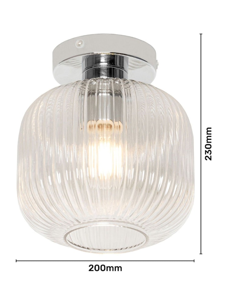 BHS Chrome Quebec Glass Bathroom Flush Light - Image 4 of 4 BHS Chrome Quebec Glass Bathroom Flush Light - Image 4 of 4