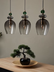 BHS Brass Green Seline 3 Light Pendant - Image 2 of 5