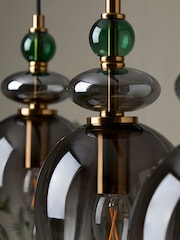 BHS Brass Green Seline 3 Light Pendant - Image 3 of 5