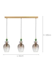 BHS Brass Green Seline 3 Light Pendant - Image 4 of 5