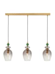 BHS Brass Green Seline 3 Light Pendant - Image 5 of 5