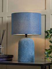 BHS Blue Malmo Tall Domed Ceramic Table Lamp - Image 1 of 7