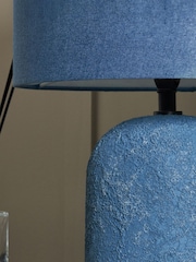 BHS Blue Malmo Tall Domed Ceramic Table Lamp - Image 3 of 7