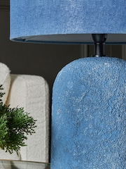 BHS Blue Malmo Tall Domed Ceramic Table Lamp - Image 5 of 7