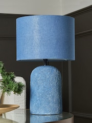 BHS Blue Malmo Tall Domed Ceramic Table Lamp - Image 6 of 7