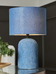 BHS Blue Malmo Tall Domed Ceramic Table Lamp - Image 7 of 7