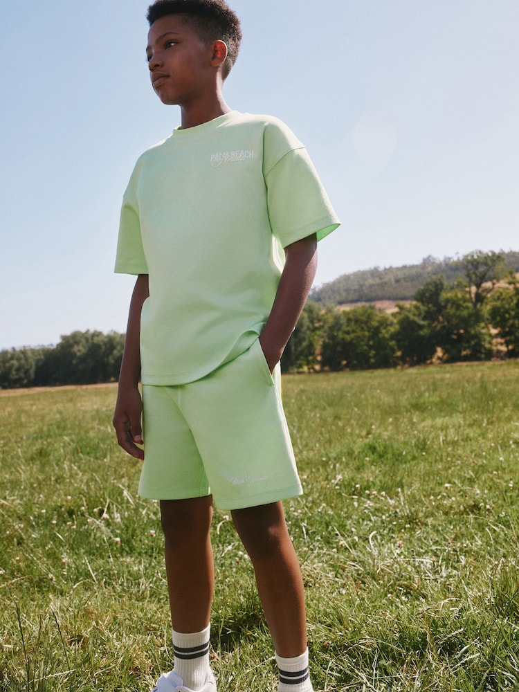 Bright Green Heavyweight Short Sleeve T-Shirt and Shorts Set (3-16yrs) - Image 2 of 8
