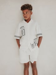 Ecru White Revere Button Through Shirt and Shorts Set (3-16yrs) - Image 2 of 9