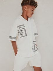 Ecru White Revere Button Through Shirt and Shorts Set (3-16yrs) - Image 4 of 9