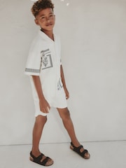 Ecru White Revere Button Through Shirt and Shorts Set (3-16yrs) - Image 5 of 9