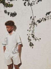 Ecru White Revere Button Through Shirt and Shorts Set (3-16yrs) - Image 6 of 9