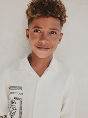 Ecru White Revere Button Through Shirt and Shorts Set (3-16yrs) - Image 8 of 9