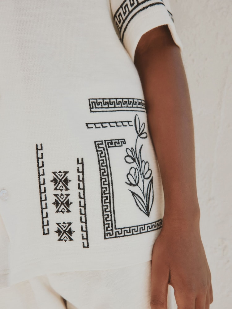 Ecru White Revere Button Through Shirt and Shorts Set (3-16yrs) - Image 9 of 9