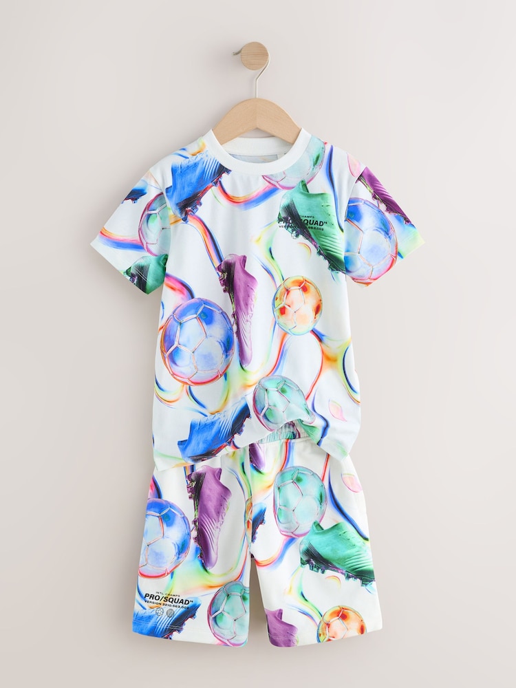 Multi Football Short Sleeve T-Shirt and Shorts Set (3-16yrs) - Image 2 of 5 Multi Football Short Sleeve T-Shirt and Shorts Set (3-16yrs) - Image 2 of 5