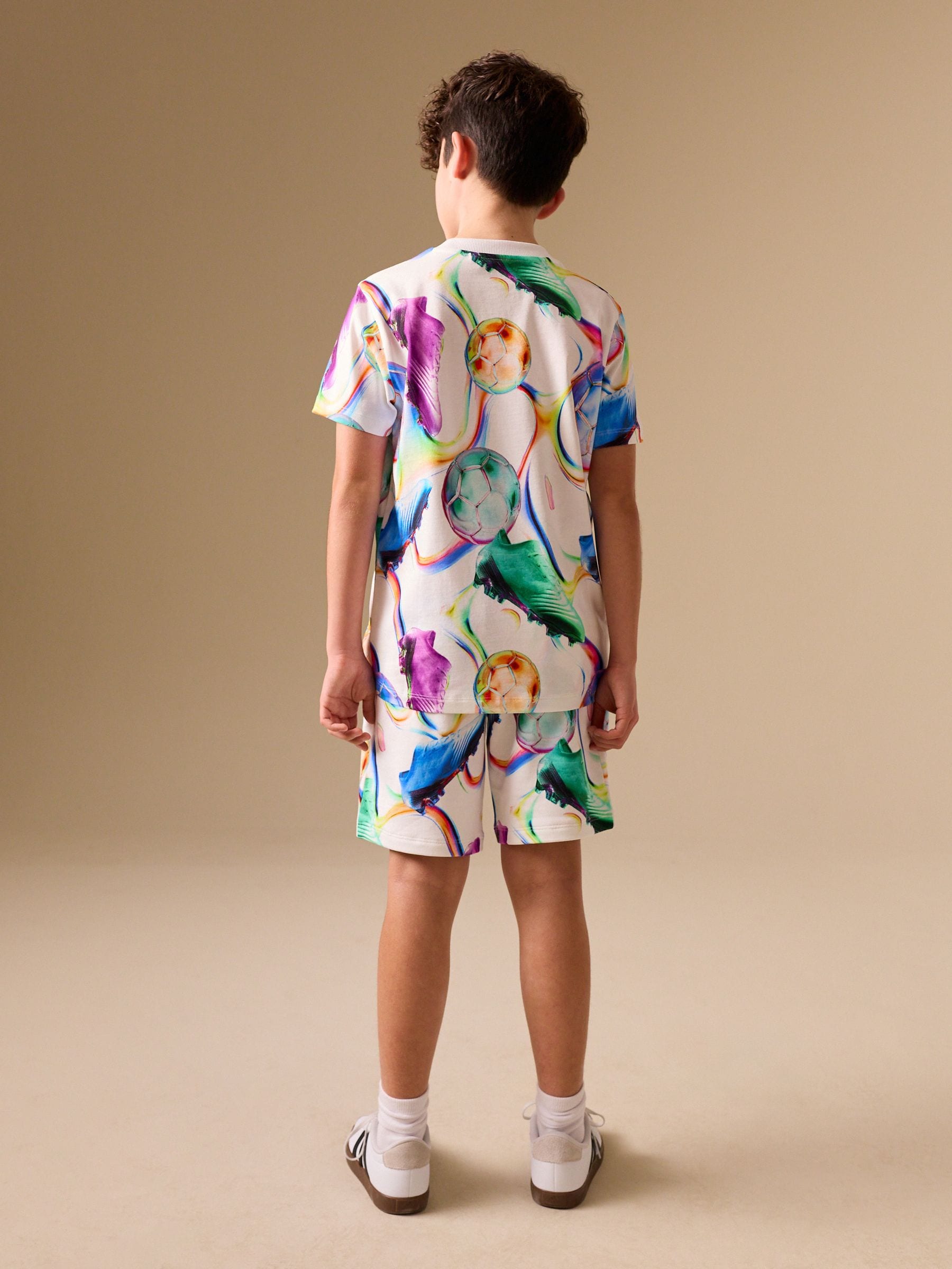 Buy Multi Football Short Sleeve T-Shirt and Shorts Set (3-16yrs