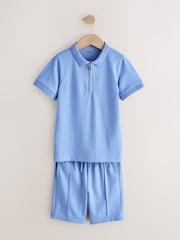 Light Blue/Navy/Khaki Short Sleeve Polo Shirt and Shorts Set 3 Pack (3-16yrs) - Image 2 of 8
