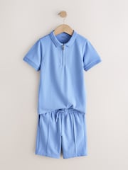 Light Blue/Navy/Khaki Short Sleeve Polo Shirt and Shorts Set 3 Pack (3-16yrs) - Image 3 of 8