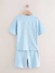 Light Blue/Navy/Green Short Sleeve T-Shirt and Shorts Set 3 Pack (3-16yrs) - Image 10 of 20