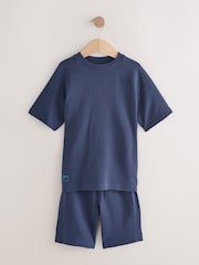 Light Blue/Navy/Green Short Sleeve T-Shirt and Shorts Set 3 Pack (3-16yrs) - Image 2 of 20