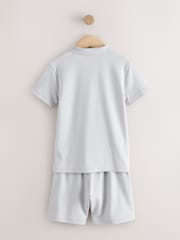 Grey and White Colourblock Short Sleeve Polo Shirt and Shorts Set (3-16yrs) - Image 3 of 5