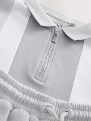 Grey and White Colourblock Short Sleeve Polo Shirt and Shorts Set (3-16yrs) - Image 4 of 5