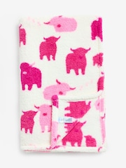 Pink Hamish The Highland Cow Fleece Throw - Image 2 of 3