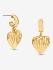 Mood Silver Tone Ribbed Heart Huggie Charm Earrings - Image 1 of 4