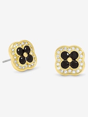 Jon Richard Gold Tone Crystal and Jet Clover Studs Earrings - Image 1 of 2