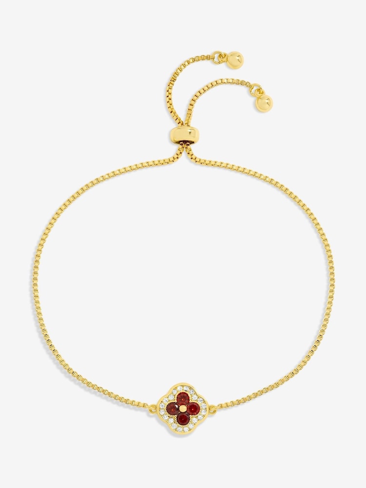 Jon Richard Gold Tone Ruby Clover Toggle Bracelet - Image 1 of 1