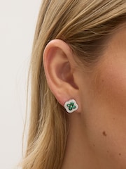 Jon Richard Silver Plated Crystal and Emerald Clover Studs Earrings - Image 3 of 3