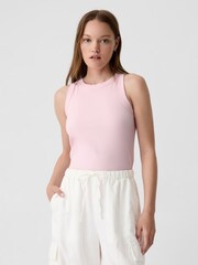 Gap Pink Ribbed Racer High Neck Vest Top - Image 1 of 5