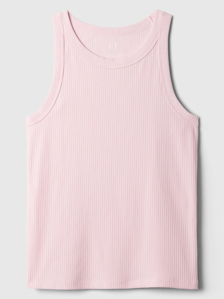 Gap Pink Ribbed Racer High Neck Vest Top - Image 5 of 5