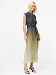 French Connection Green Xena Pleated Ombre Midi Dress - Image 1 of 4