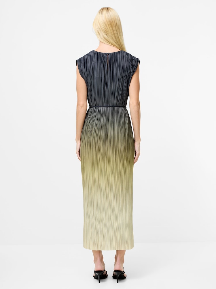 French Connection Green Xena Pleated Ombre Midi Dress - Image 2 of 4