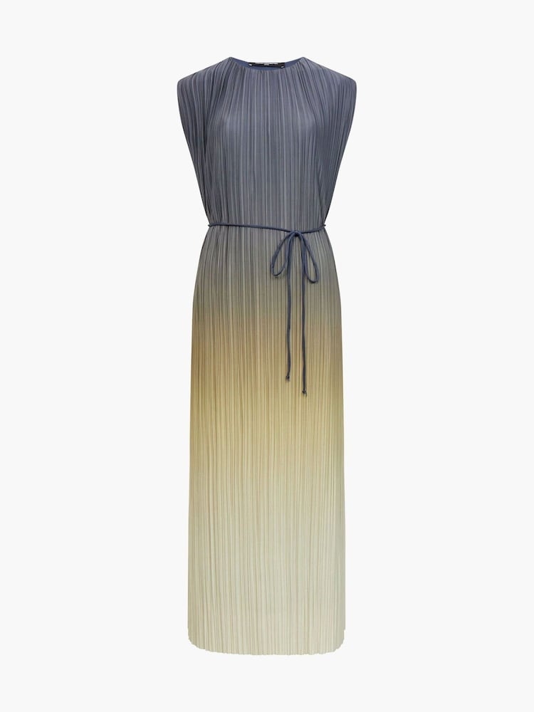 French Connection Green Xena Pleated Ombre Midi Dress - Image 4 of 4