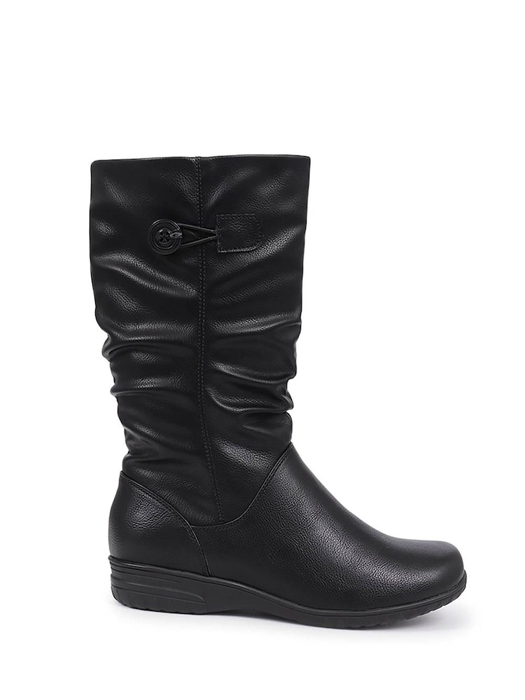 Pavers Black Flat Slouch Boots - Image 1 of 5 Pavers Black Flat Slouch Boots - Image 1 of 5