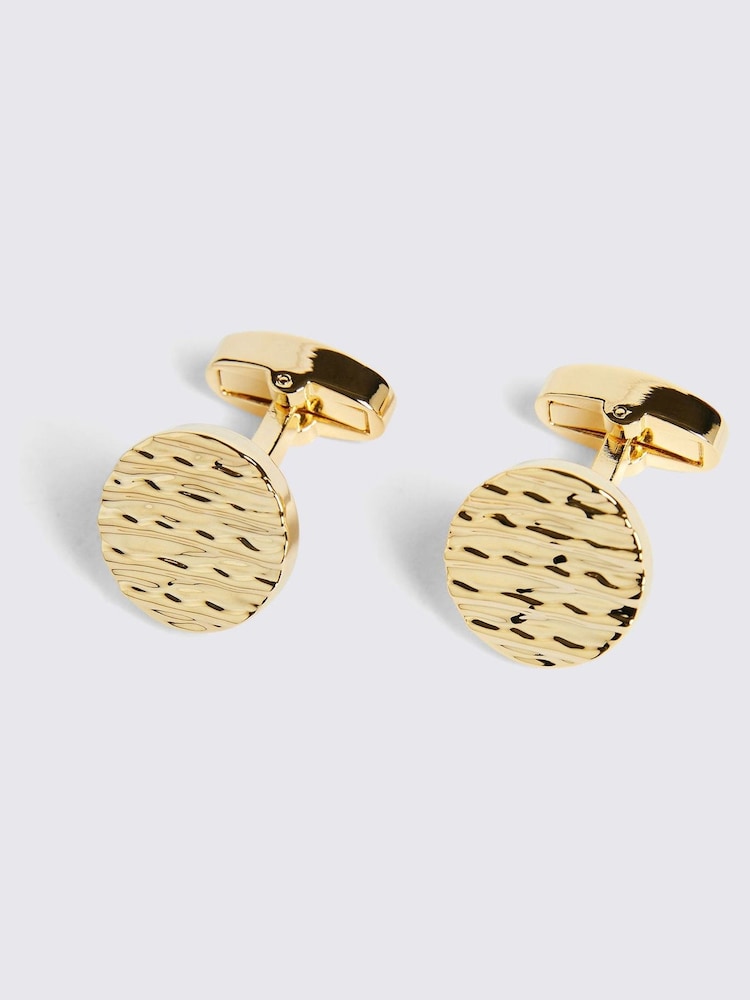 أصفر - MOSS MOSS Textured Round Cufflinks - صورة 1 من 2