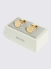 أصفر - MOSS MOSS Textured Round Cufflinks - صورة 2 من 2